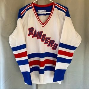 Vintage 80s Gerry Cosby NHL New York Rangers White Mesh Hockey Jersey
